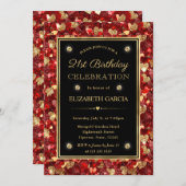 Rood & Goud Glitter Valentijn Harten 21e Verjaarda Kaart (Voorkant / Achterkant)