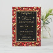 Rood & Goud Glitter Valentijn Harten Bruiloft Kaart (Staand voorkant)