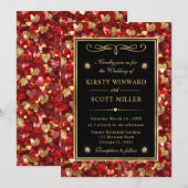 Rood & Goud Glitter Valentijn Harten Bruiloft Kaart (Voorkant / Achterkant)