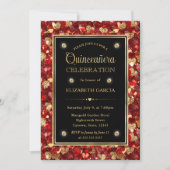 Rood & Goud Glitter Valentijn Harten Quinceanera Kaart (Voorkant)