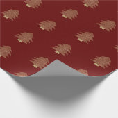 Rood Goud Glitzy Glitter Kerstbomen Cadeaupapier (Hoek)