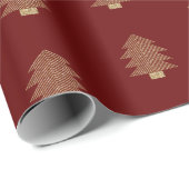 Rood Goud Glitzy Glitter Kerstbomen Cadeaupapier (Rol Hoek)