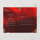 Rood & Goud Gotische Hart Huwelijk Save the Date Aankondigingskaart (Achterkant)