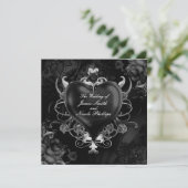 Rood & Goud Gotische Liefde Romance Hart Wedding Kaart (Staand voorkant)