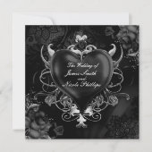 Rood & Goud Gotische Liefde Romance Hart Wedding Kaart (Voorkant)