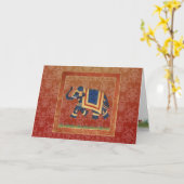 rood goud grijs damast Olifant Groet Opmerking Kaa Kaart (Gele Bloem)