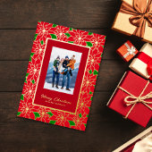 Rood Goud Groen Aangepaste Familie Vrolijk Kerstmi Folie Feestdagenkaart