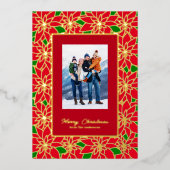 Rood Goud Groen Aangepaste Familie Vrolijk Kerstmi Folie Feestdagenkaart (Voorkant)