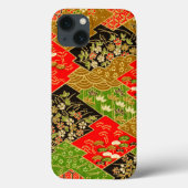  rood goud groen japans kimono bloemen Case-Mate iPhone case (Achterkant)
