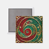 Rood Goud Groen Kerst Vakantie Magneet (Voorkant / Achterkant)