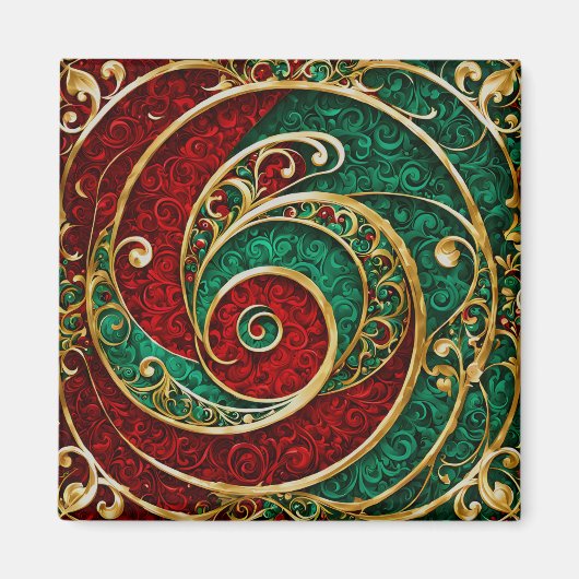 Rood Goud Groen Kerst Vakantie Magneet (Voorkant)