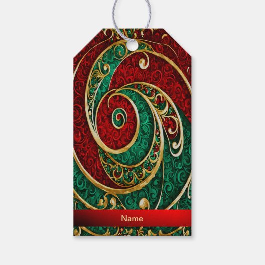 Rood Goud Groen Kerstcadeau Label Cadeaulabel (Voorkant)