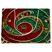 Rood Goud Groen Kerstcadeau Tas Groot Cadeauzakje (Voorkant)