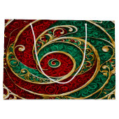 Rood Goud Groen Kerstcadeau Tas Groot Cadeauzakje (Achterkant)