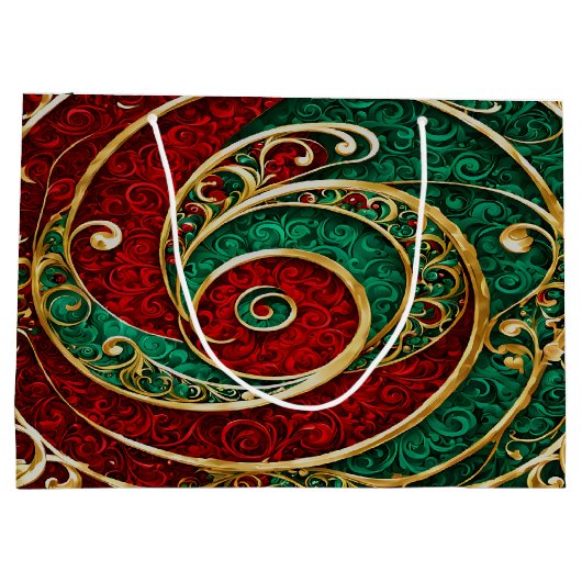 Rood Goud Groen Kerstcadeau Tas Groot Cadeauzakje (Achterkant)