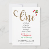 Rood Goud & Groen Kerstfeest 1e Verjaardag In Kaart (Voorkant)