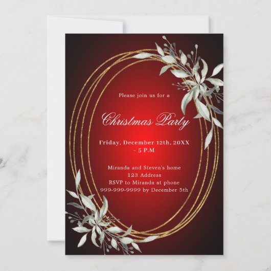 Rood goud groen kerstfeest kaart (Voorkant)