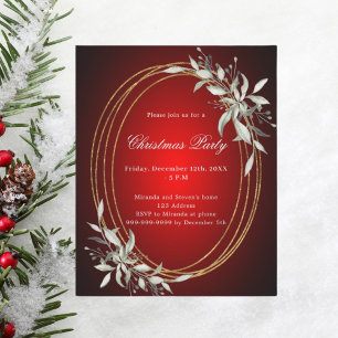 Rood goud groen kerstfeest uitnodiging
