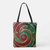Rood Goud Groen Kerstvakantie Canvas tas (Achterkant)