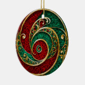 Rood Goud Groen Kerstvakantie Ornament (Rechts)