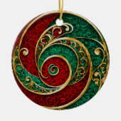 Rood Goud Groen Kerstvakantie Ornament (Voorkant)