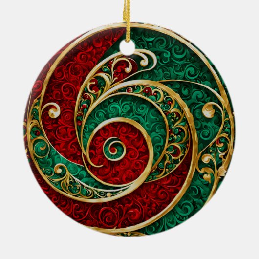 Rood Goud Groen Kerstvakantie Ornament (Achterkant)
