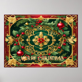 Rood Goud Groen Kerstvakantie Poster