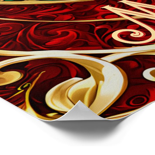 Rood Goud Groen Kerstvakantie Poster (Hoek)