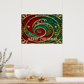 Rood Goud Groen Kerstvakantie Poster (Keuken)