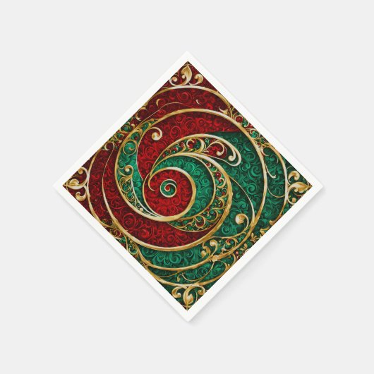 Rood Goud Groen Kerstvakantie Servet (Hoek)