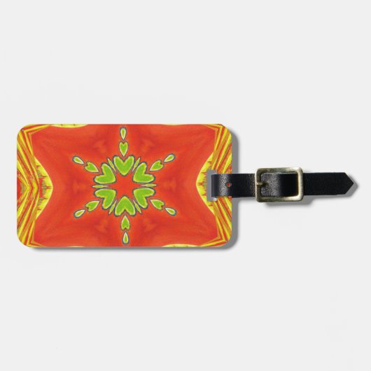 Rood Goud Groen Mandala Art Print Bagagelabel (Voorkant horizontaal)