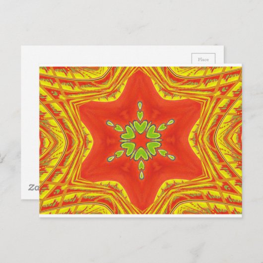 Rood Goud Groen Mandala Art Print Briefkaart (Voorkant / Achterkant)