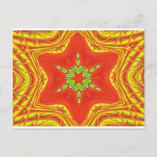 Rood Goud Groen Mandala Art Print Briefkaart (Voorkant)