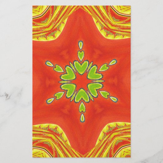 Rood Goud Groen Mandala Art Print Briefpapier (Voorkant)