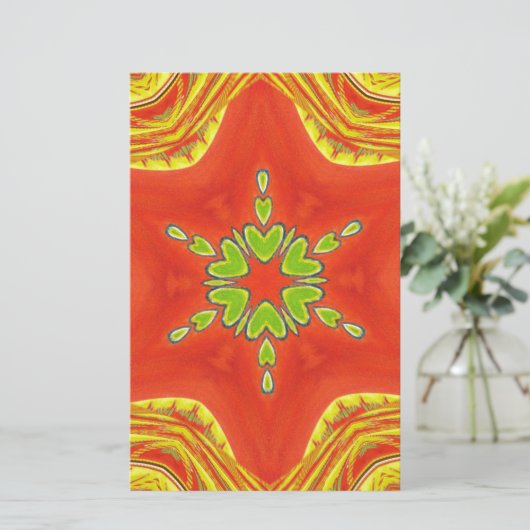 Rood Goud Groen Mandala Art Print Briefpapier (Staand voorkant)