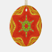 Rood Goud Groen Mandala Art Print Keramisch Ornament (Rechts)