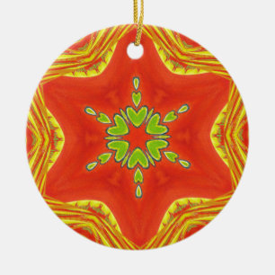 Rood Goud Groen Mandala Art Print Keramisch Ornament