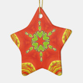 Rood Goud Groen Mandala Art Print Keramisch Ornament (Links)
