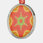 Rood Goud Groen Mandala Art Print Metalen Ornament (Links)