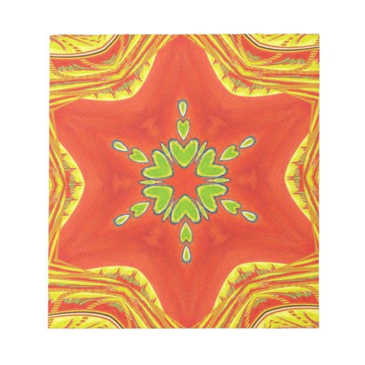 Rood Goud Groen Mandala Art Print Notitieblok (Voorkant)
