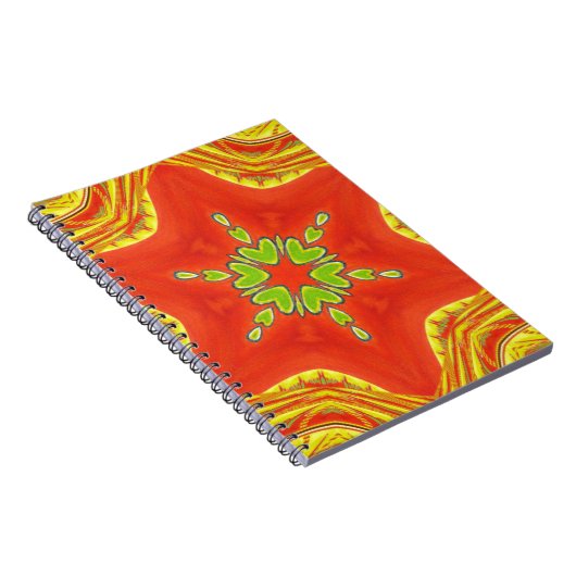 Rood Goud Groen Mandala Art Print Notitieboek (Rechterzijde)