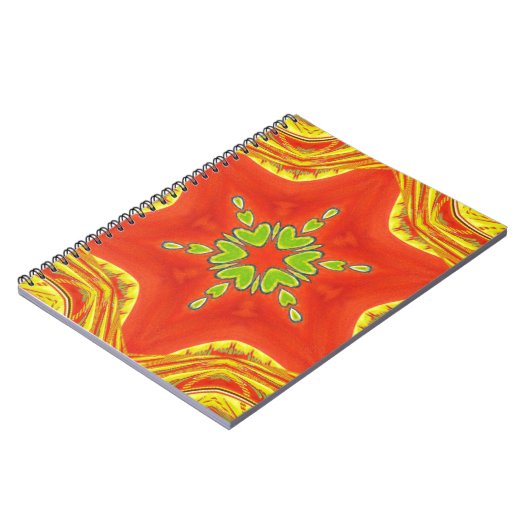 Rood Goud Groen Mandala Art Print Notitieboek (Linkerzijde)