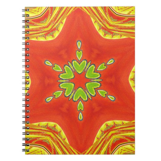 Rood Goud Groen Mandala Art Print Notitieboek (Voorkant)