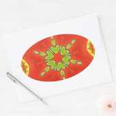 Rood Goud Groen Mandala Art Print Ovale Sticker (Envelop)