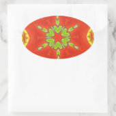 Rood Goud Groen Mandala Art Print Ovale Sticker (Tas)