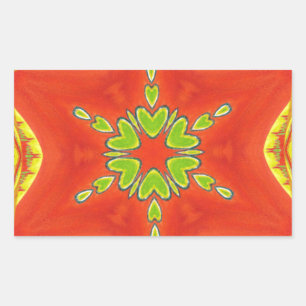 Rood Goud Groen Mandala Art Print Rechthoekige Sticker