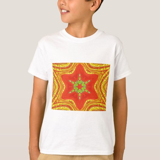 Rood Goud Groen Mandala Art Print T-shirt (Voorkant)
