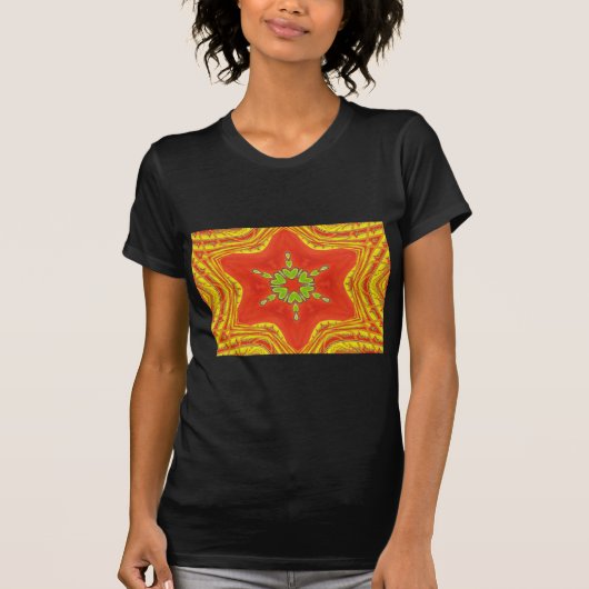 Rood Goud Groen Mandala Art Print T-shirt (Voorkant)