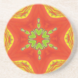 Rood Goud Groen Mandala Art Print Zandsteen Onderzetter