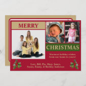 Rood, Goud, & Groen Modern 3 Foto Kerstmis Kaart (Voorkant / Achterkant)